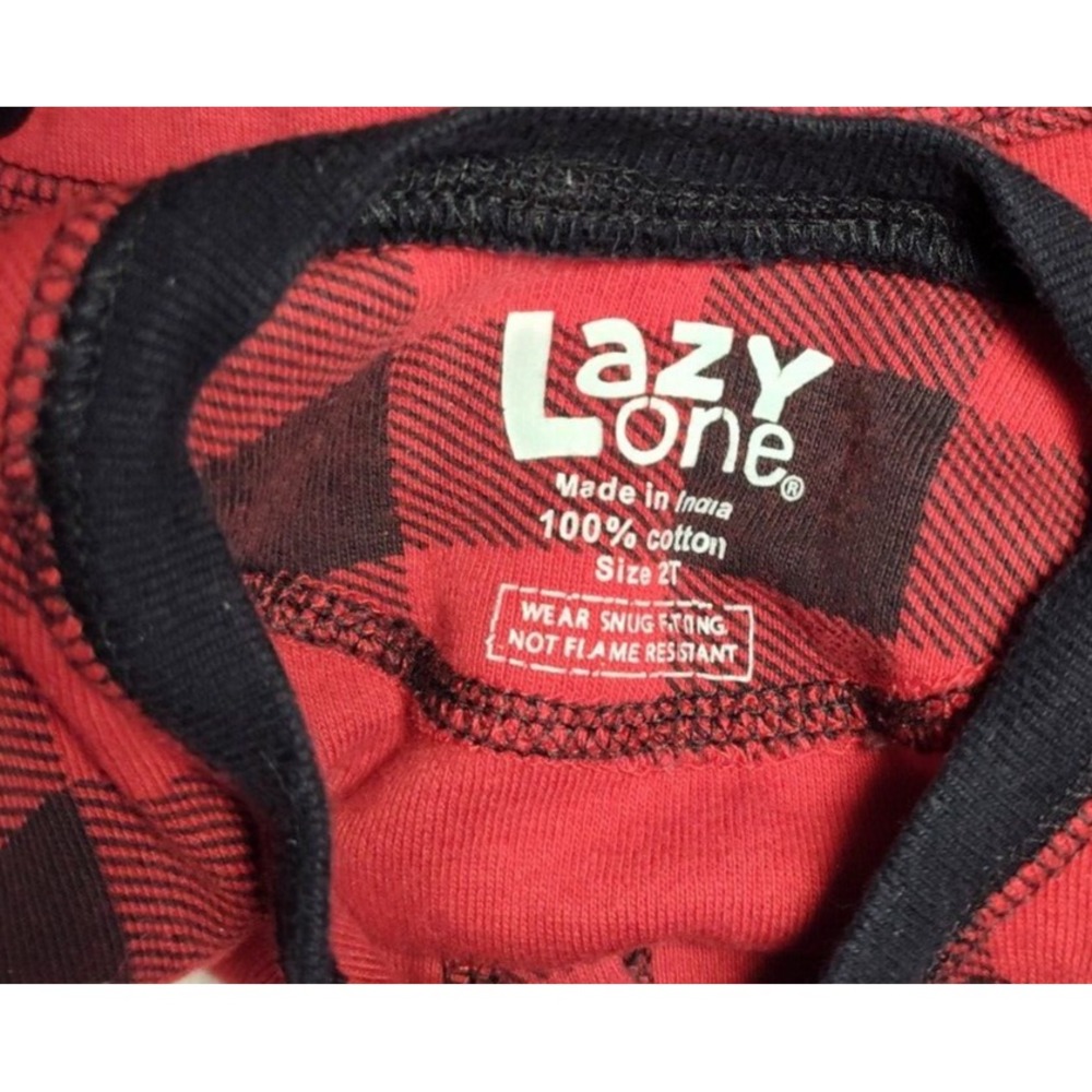 Lazy One Red Black 1pc Bear Cheeks Toddler Size 2T‎ Pajamas Jumpsuit Cotton - Picture 5 of 5
